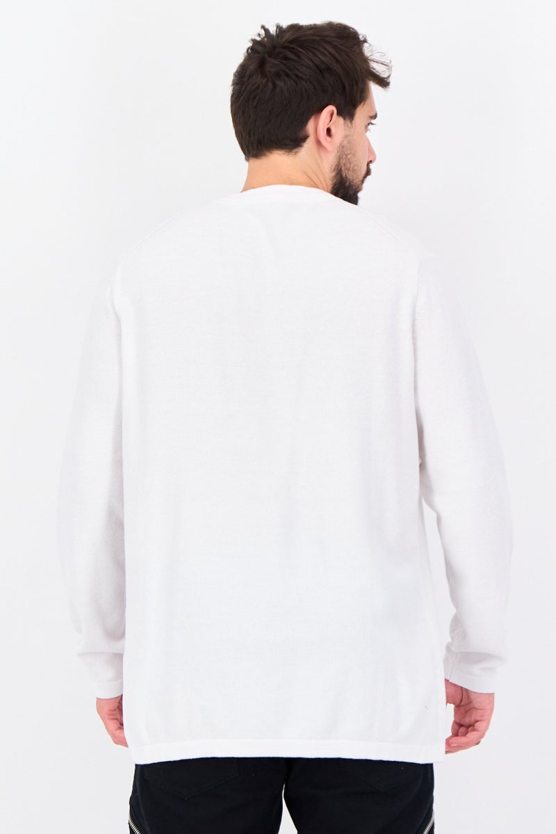 Celio Men Crew Neck Long Sleeve Textured Sweatshirts, White - Image 3