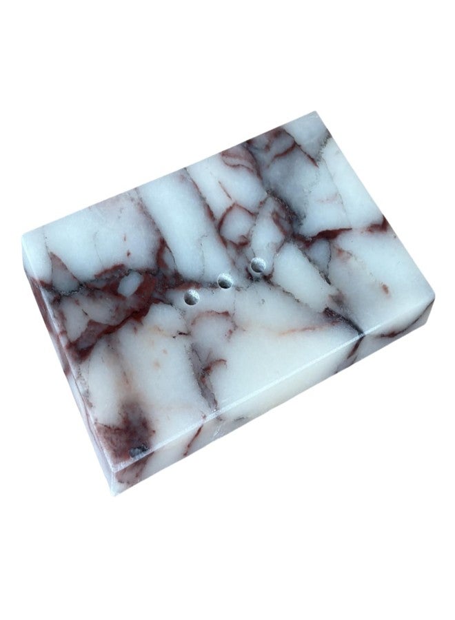 StonePlus Natural Smooth Real Marble Soap Dish/Facial Sponge Holder/Bathroom Makeup Sponge Tray with Draining Hole (Calacatta Purple) - Image 1