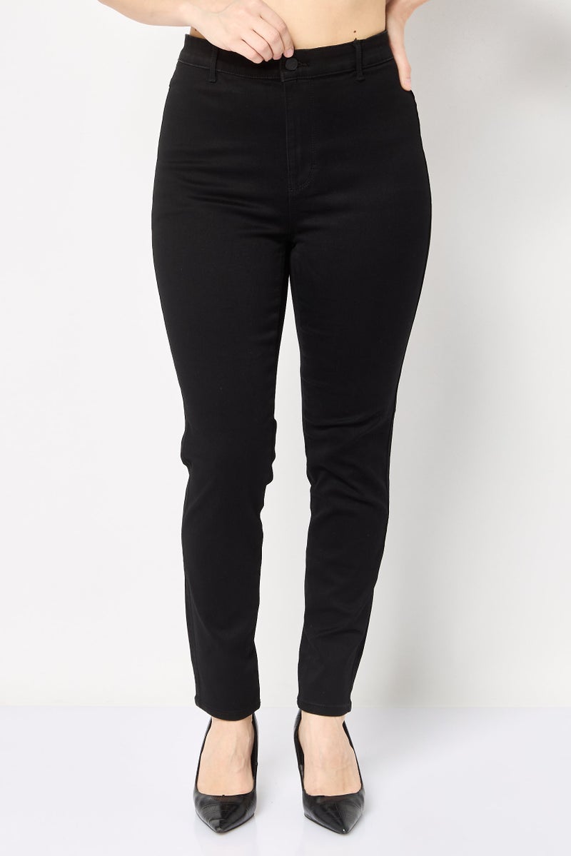 ONLY JDY x Only Women High Rise Solid Stretchable Skinny Pants, Black - Image 1