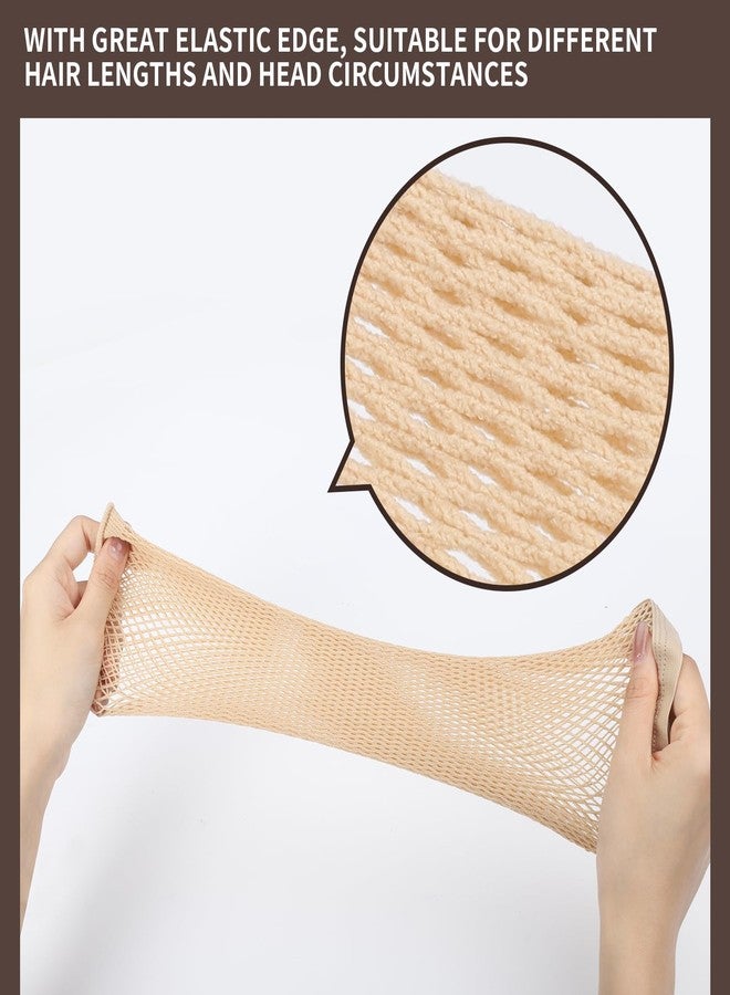 Fandamei Wig Cap, Hair Net for Wigs, 30 CM Large Mesh Wig Cap for Long Hair for Women, Nylon Hair Net Non Slip for Halloween Rave Party Cosplay-Light Brown 2 PCS - Image 3