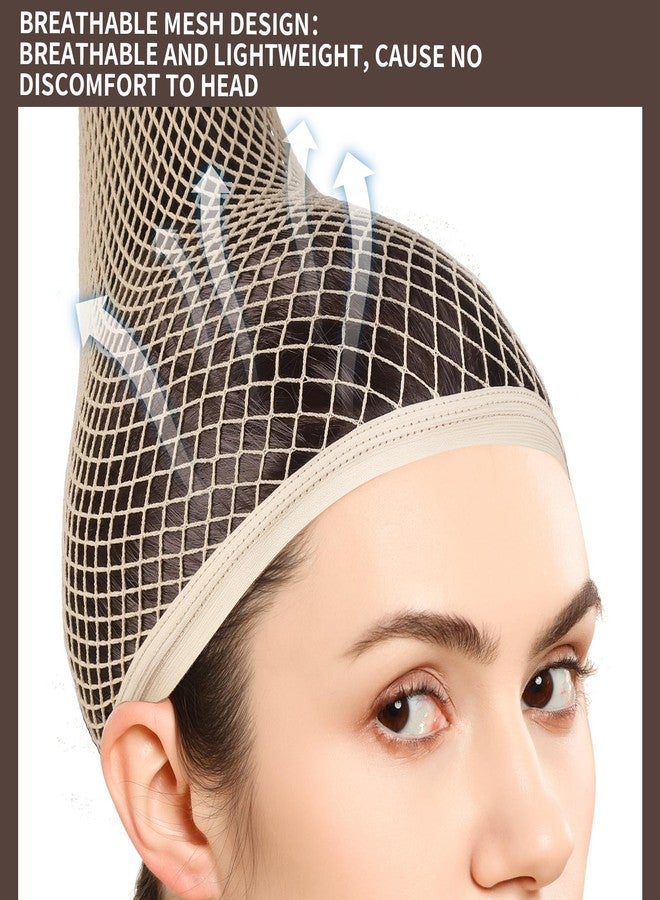 Fandamei Wig Cap, Hair Net for Wigs, 30 CM Large Mesh Wig Cap for Long Hair for Women, Nylon Hair Net Non Slip for Halloween Rave Party Cosplay-Light Brown 2 PCS - Image 4
