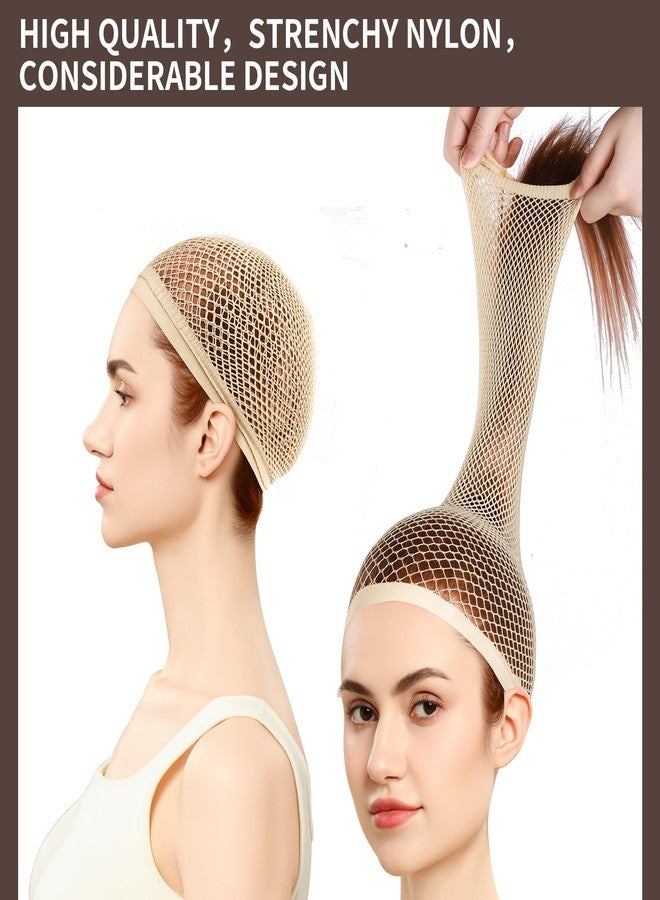 Fandamei Wig Cap, Hair Net for Wigs, 30 CM Large Mesh Wig Cap for Long Hair for Women, Nylon Hair Net Non Slip for Halloween Rave Party Cosplay-Light Brown 2 PCS - Image 5