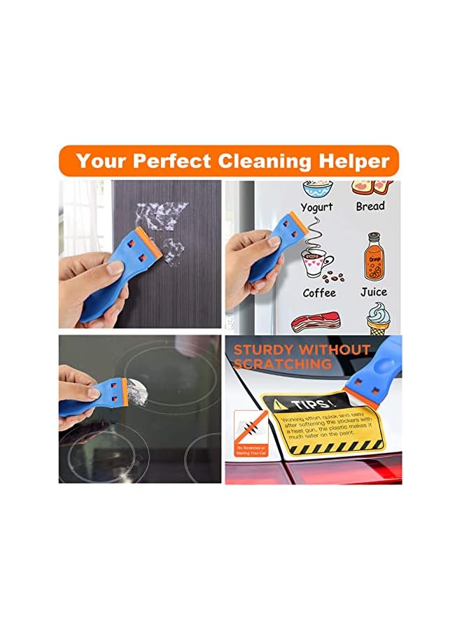 promass 2 Pcs Plastic Razor Blade Scraper and 60 Pcs Blades with Contoured Grip for Scraping Labels and Decals Sticker From Glass, Windshields and Auto Window Tint Vinyl Tool Application - Image 4