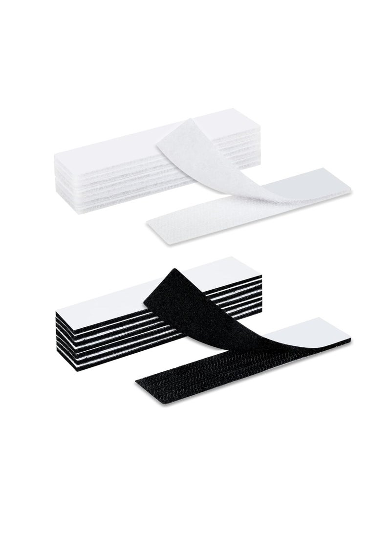 Excefore Hook and Loop Strips with Adhesive,Industrial Strength Sticky Back | 1 x 4 Inch 16 Sets | Heavy Duty Double-Sided Fasten Mounting Tape (Black+White) - Image 1