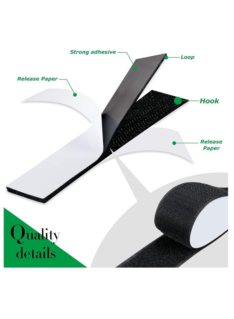Excefore Hook and Loop Strips with Adhesive,Industrial Strength Sticky Back | 1 x 4 Inch 16 Sets | Heavy Duty Double-Sided Fasten Mounting Tape (Black+White) - Image 3