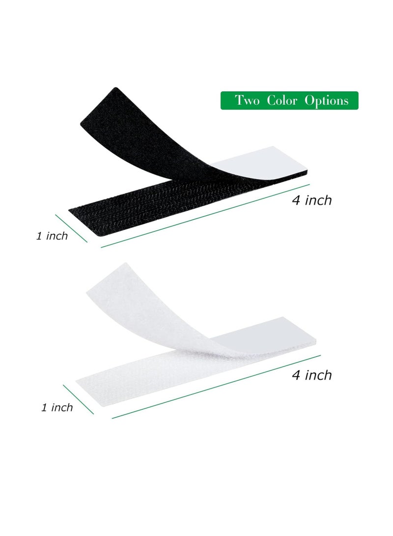 Excefore Hook and Loop Strips with Adhesive,Industrial Strength Sticky Back | 1 x 4 Inch 16 Sets | Heavy Duty Double-Sided Fasten Mounting Tape (Black+White) - Image 2