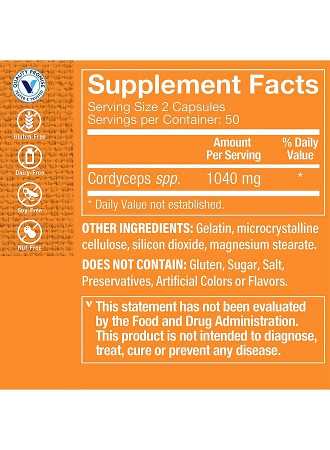 The Vitamin Shoppe مكمل فطر الكورديسيبس من ذا فيتامين شوب 1,040 ملغ، يدعم القدرة على التحمل والقدرة البدنية (100 كبسولة) - Image 3