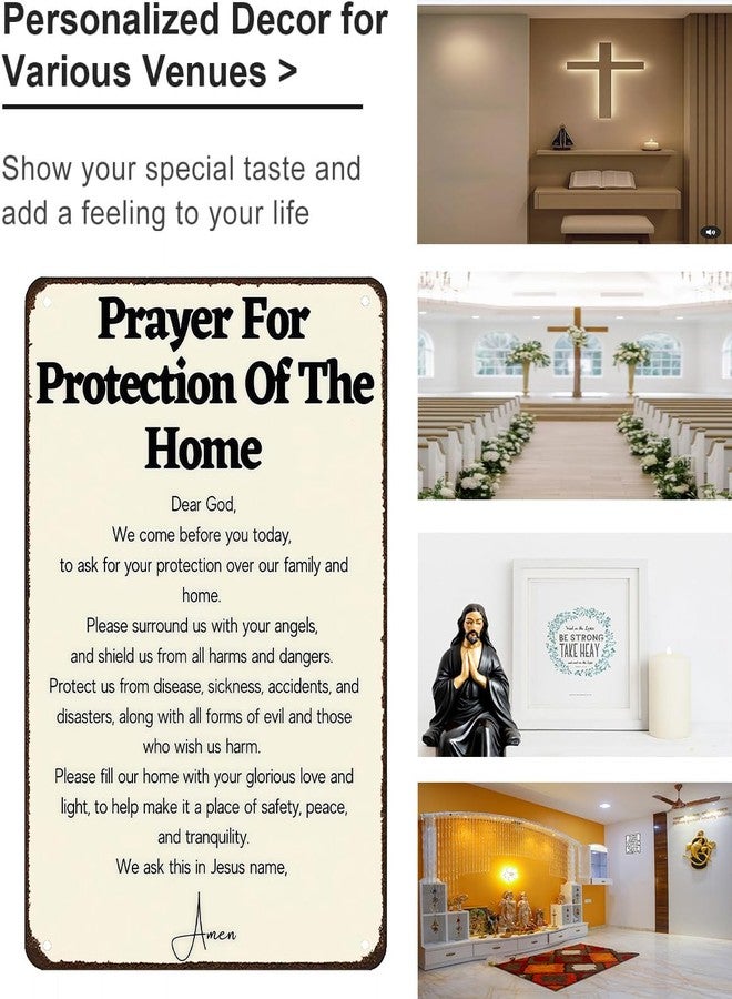 Funnysign Christian Gifts Prayer for Protection of The Home Religious Tin sign for Home Church Prayer Room Office Chapel Decor 8x12 Inch(3987) - Image 3
