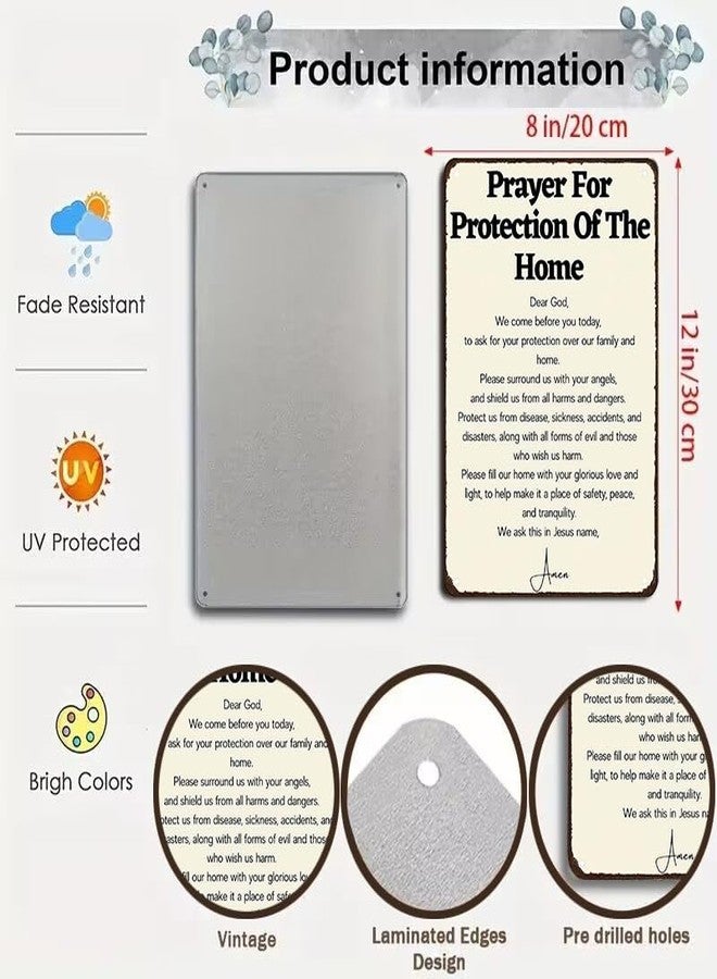Funnysign Christian Gifts Prayer for Protection of The Home Religious Tin sign for Home Church Prayer Room Office Chapel Decor 8x12 Inch(3987) - Image 2
