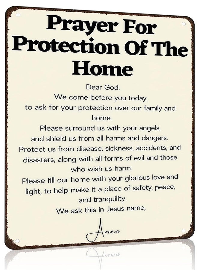 Funnysign Christian Gifts Prayer for Protection of The Home Religious Tin sign for Home Church Prayer Room Office Chapel Decor 8x12 Inch(3987) - Image 1