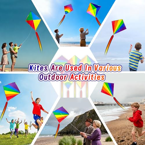 Ynanimery 5 Pack Kite for Kids Adults Easy to Fly, Kites for Kids Ages 4-8 8-12, Rainbow Kites for Toddlers Age 3-5 Beginners Easy to Fly in Low Wind- Large Kite for Family Beach Outdoor Games and Activities - Image 3