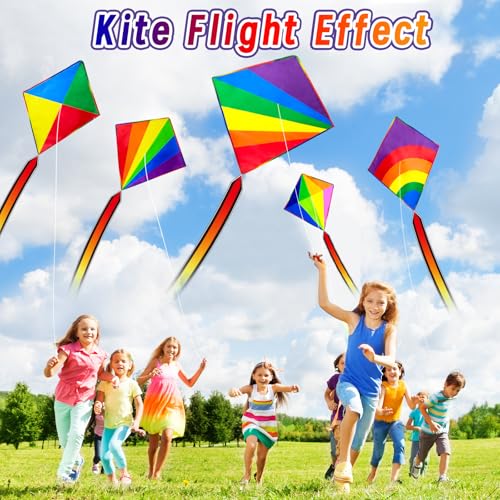 Ynanimery 5 Pack Kite for Kids Adults Easy to Fly, Kites for Kids Ages 4-8 8-12, Rainbow Kites for Toddlers Age 3-5 Beginners Easy to Fly in Low Wind- Large Kite for Family Beach Outdoor Games and Activities - Image 2