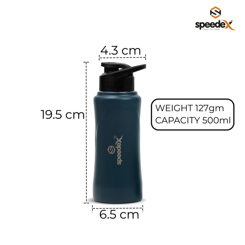 Speedex Water Bottle 500 ML, Dark Blue, Stainless Steel, 500ml Sipper Bottles for Girls, Boys, Adults & Kids, Gym, Sports, Fridge Use, Perfect for School & Office - Single Bottle Set - Image 2
