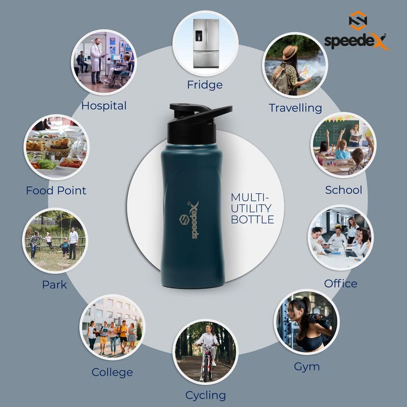 Speedex Water Bottle 500 ML, Dark Blue, Stainless Steel, 500ml Sipper Bottles for Girls, Boys, Adults & Kids, Gym, Sports, Fridge Use, Perfect for School & Office - Single Bottle Set - Image 4