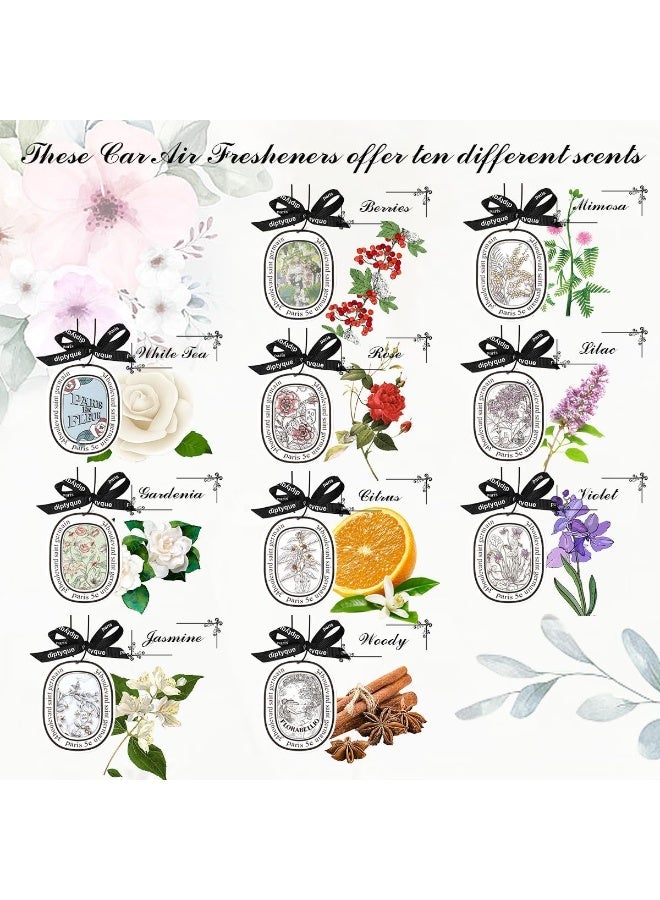 INSIJAM 10PCS Car Air Fresheners Hanging Sachets Long Lasting Odor Eliminator for Cars Wardrobe Bathroom, Bedroom – Alcohol-Free Botanical Fragrance Cotton Pendants with Ribbon - Image 3