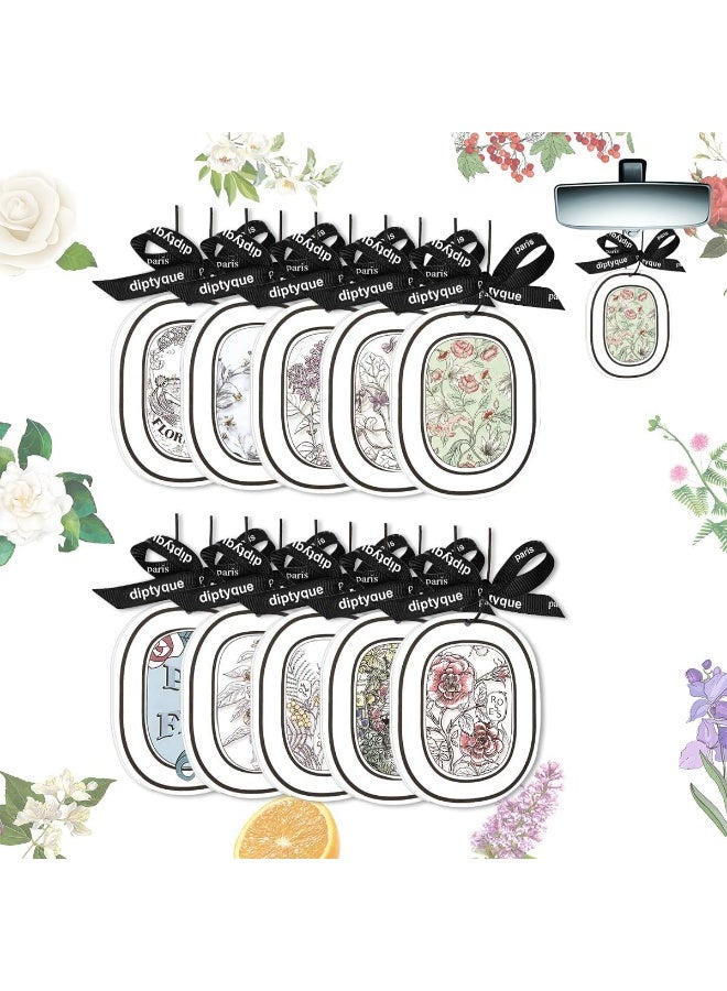 INSIJAM 10PCS Car Air Fresheners Hanging Sachets Long Lasting Odor Eliminator for Cars Wardrobe Bathroom, Bedroom – Alcohol-Free Botanical Fragrance Cotton Pendants with Ribbon - Image 1