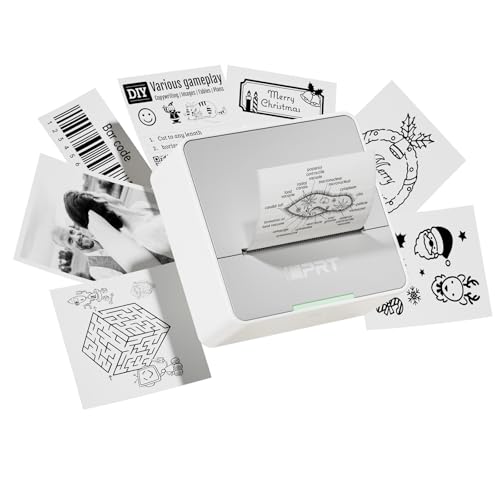 iDPRT Mini Sticker Printer Machine with 1 Roll Sticker Paper Portable Thermal Printer for Study Grey - Image 1