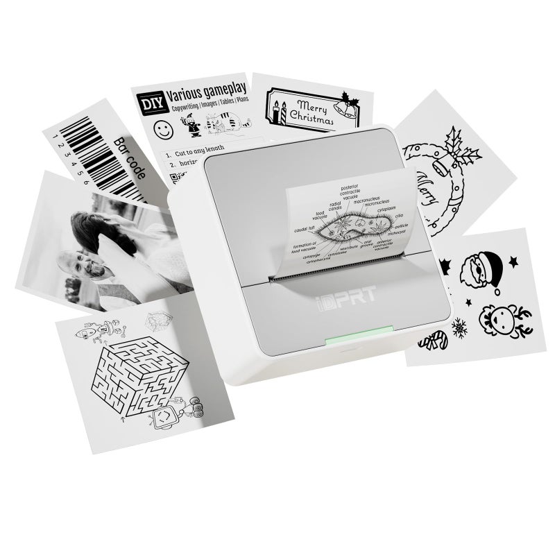 iDPRT Mini Sticker Printer Machine with 1 Roll Sticker Paper Portable Thermal Printer for Study Grey - Image 2