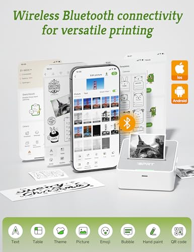 iDPRT Mini Sticker Printer Machine with 1 Roll Sticker Paper Portable Thermal Printer for Study Grey - Image 3