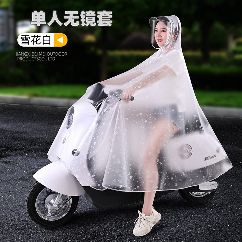 Rainproof Electric Vehicle Raincoat With Transparent Dashboard, Double-Person Pvc Adult Riding Motorcycle Poncho - Image 1
