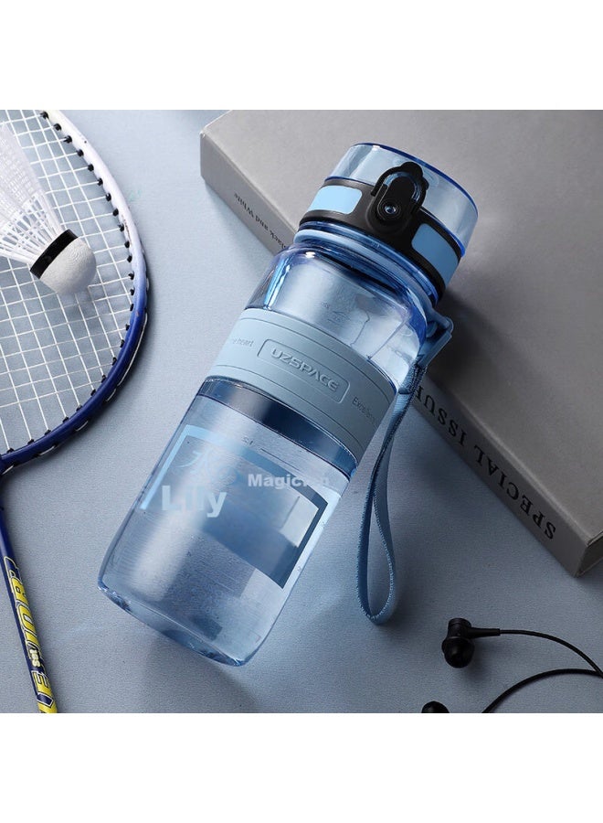 UZSPACE Uze Plastic Water Bottle For Children, Boys And Girls, Students, Portable Large Capacity, Summer Outdoor Fitness Sports Water Bottle, Direct Drinking Cup With Strap, Pop-up Lid Space Cup 650ml Yz5029b Blue - Image 1