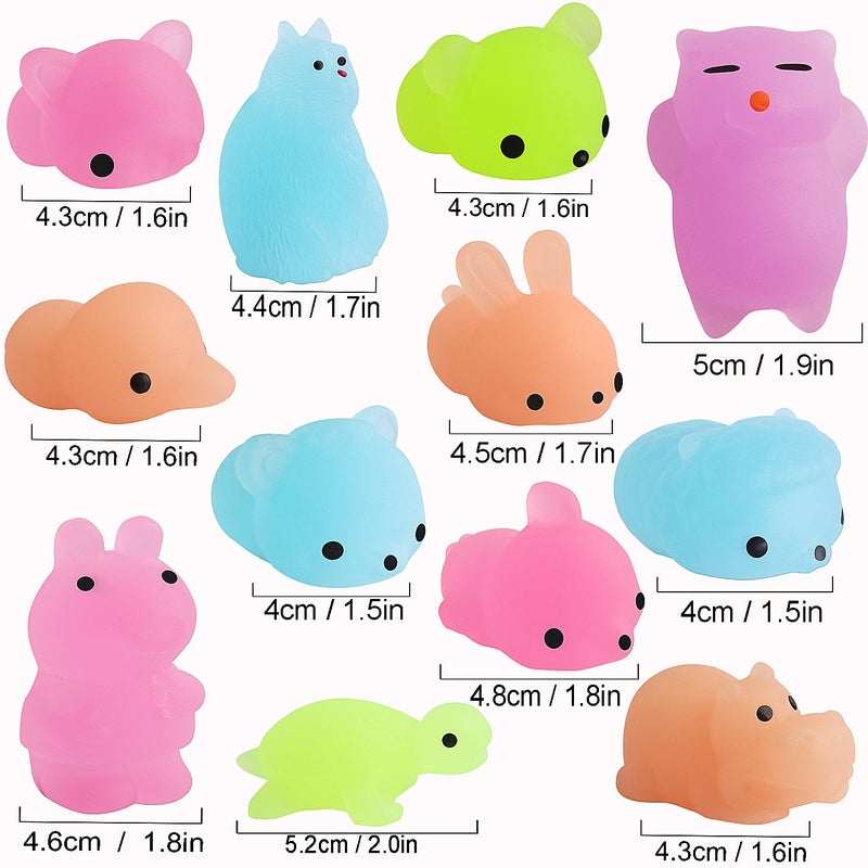 Outee 30 Pcs Mochi Animals Toys Glow In The Dark Mochi Toys Mini Stress Relief Toys Mochi Cat Relief Stress Toys Easter Gifts - Image 2