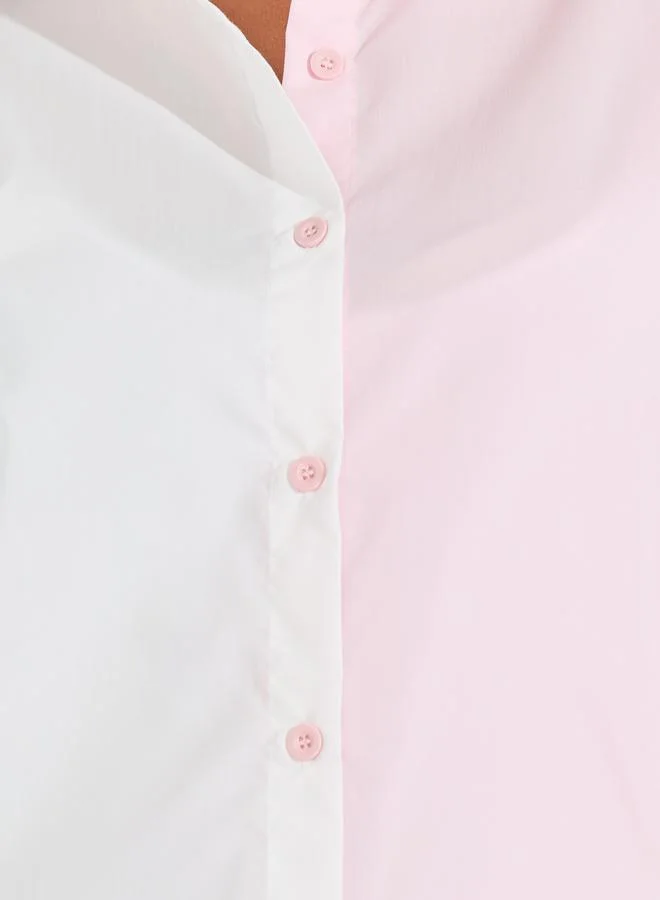 Styli Plus Size Color Block Oversized Button Down Shirt