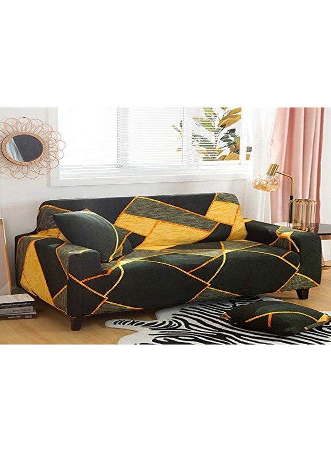 لوكزر غطاء أريكة لوكزر العالمي المكون من 4 مقاعد مع 2 كيس وسادة 140 جرام لكل متر مربع، غطاء مرن كبير لحماية الأريكة قابل للتمدد (منشور أخضر داكن/230-300 سم) SC-035-04 - Image 2