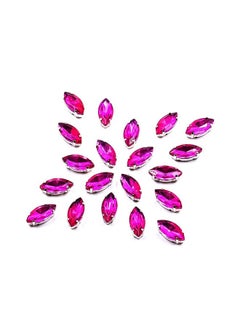 Embroiderymaterial Magenta Color Sew On Glass Rhinestones For Embroidery, Jewellery Making, Crafts, Diy In Metal Base Claw Setting (50 Pieces, 5X10Mm, Eye Boat Marquise Shape)  - Image 1