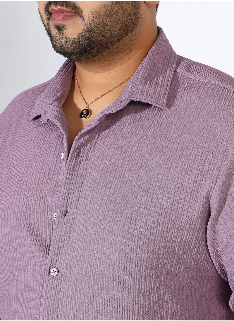 Instafab Plus Men's Lavender Stripe-Creased Shirt