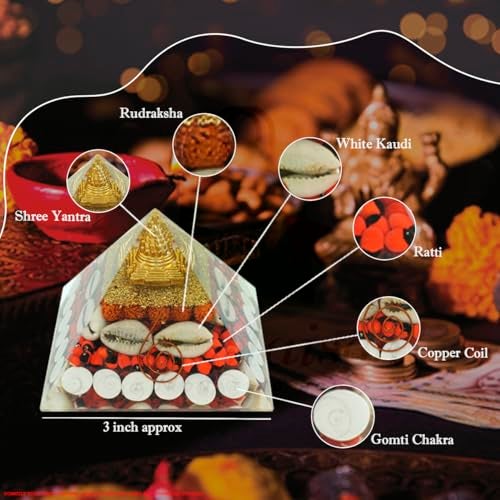 TREE MAISON CORONATING HOMES Maha Laxmi Crystal Pyramid | 3.5 Inch | Vastu Correction Pyramid | Positive Energy, Wealth | Meditation & Good Luck | Home & Office Decor for Prosperity - Image 2