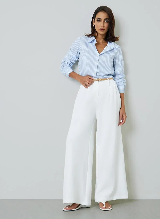 Take Two White Wide-Leg Trousers With Pleats