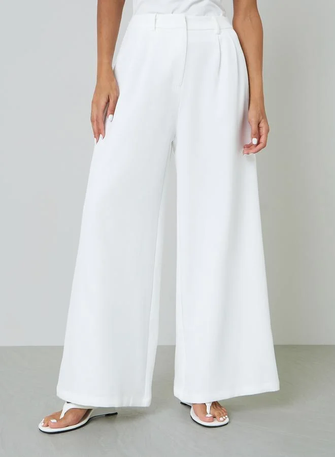 Take Two White Wide-Leg Trousers With Pleats