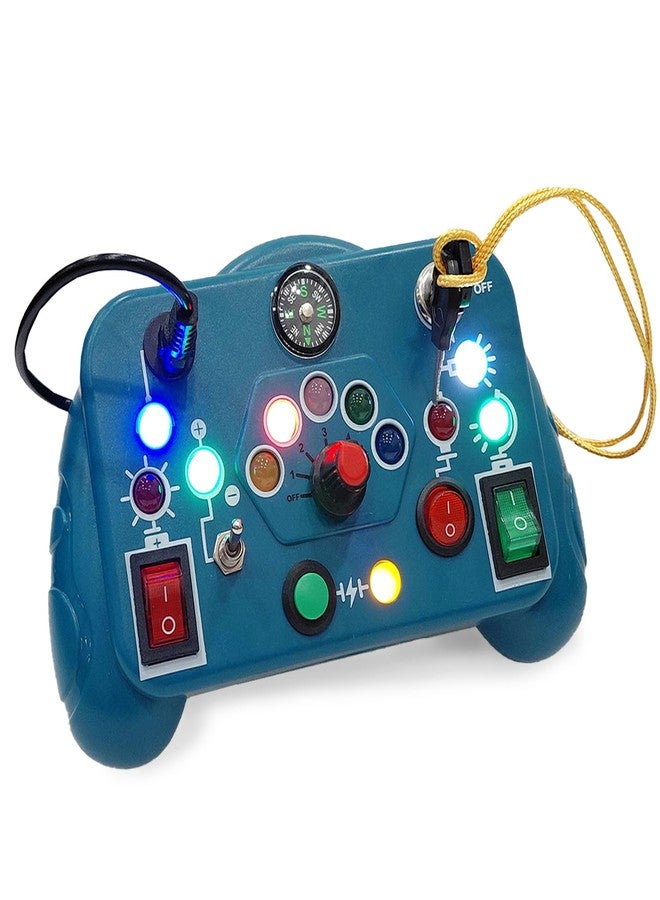Wembley Busy Board Switch Light Game - Blue | Montessori Sensory Activity Toy for Toddlers | LED Lights, Buttons, Switches & Compass | Fine Motor Skill Development - Image 1