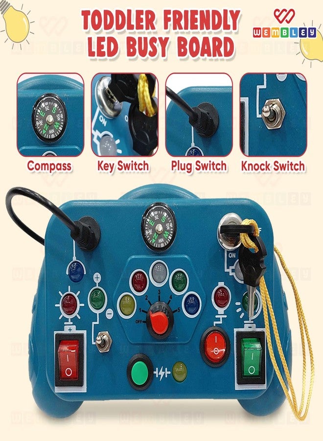 Wembley Busy Board Switch Light Game - Blue | Montessori Sensory Activity Toy for Toddlers | LED Lights, Buttons, Switches & Compass | Fine Motor Skill Development - Image 4