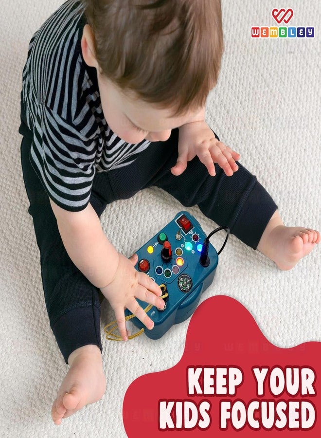 Wembley Busy Board Switch Light Game - Blue | Montessori Sensory Activity Toy for Toddlers | LED Lights, Buttons, Switches & Compass | Fine Motor Skill Development - Image 3