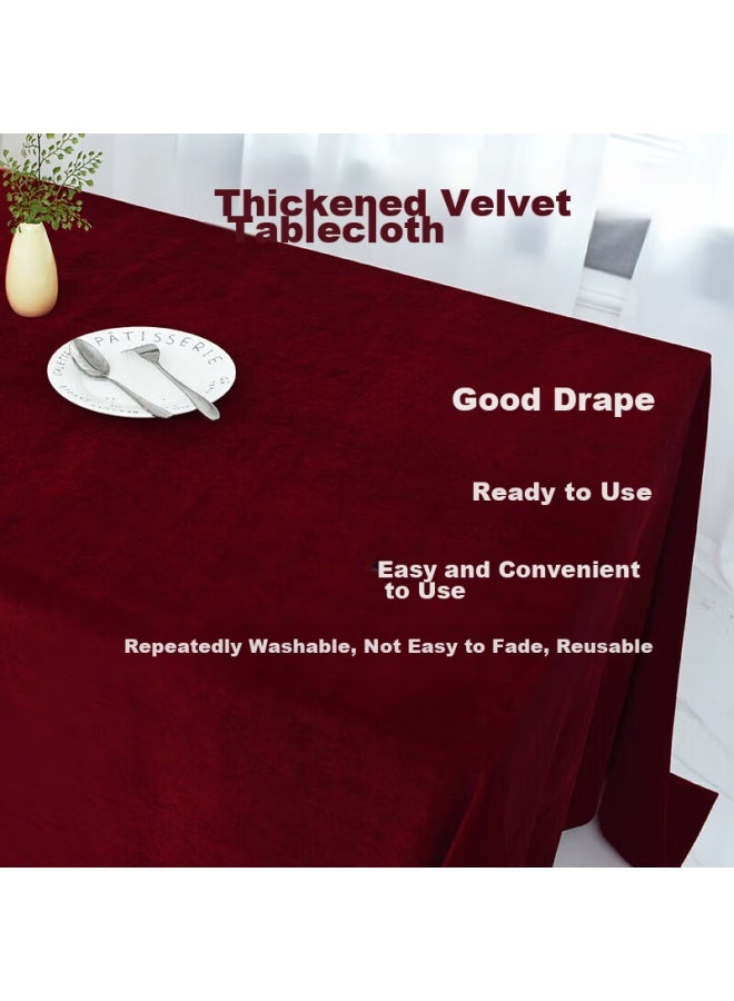 Avivi Aiwei Velvet Conference Table Cover, Rectangular Exhibition Tablecloth, Christmas Wedding Red Tablecloth, 1.6*2m, Wine Red - Image 3
