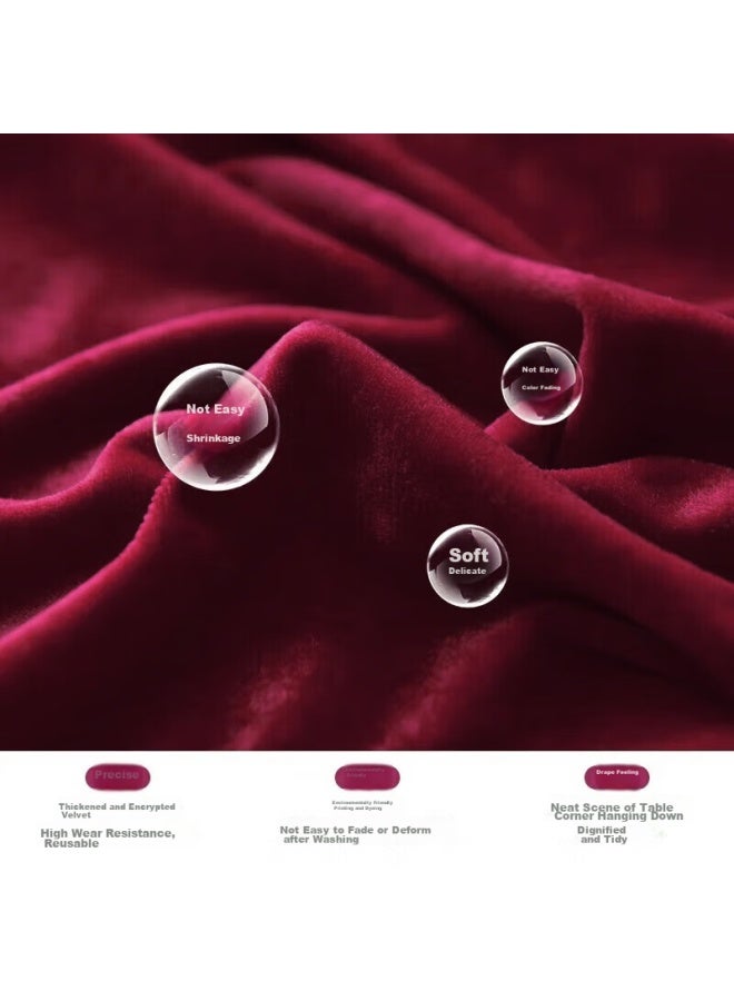 Avivi Aiwei Velvet Conference Table Cover, Rectangular Exhibition Tablecloth, Christmas Wedding Red Tablecloth, 1.6*2m, Wine Red - Image 1