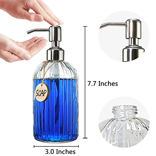 JASAI 18 Oz Clear Glass Soap Dispenser with Rust Proof Stainless Steel Pump, Refillable Liquid Hand soap Dispenser for Bathroom, Premium Kitchen Soap Dispenser (Clear). - Image 5