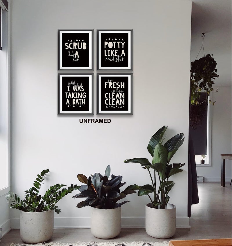 AEHIE So Fresh and Clean Colorful Bathroom Art Poster Prints for Home Kid Washroom Restroom Nursery Toilet Laundry Decor  Funny Bathroom Rules Word Decorations Prints Wall Art Unframed 4pcs 8x10in(Black) - Image 3
