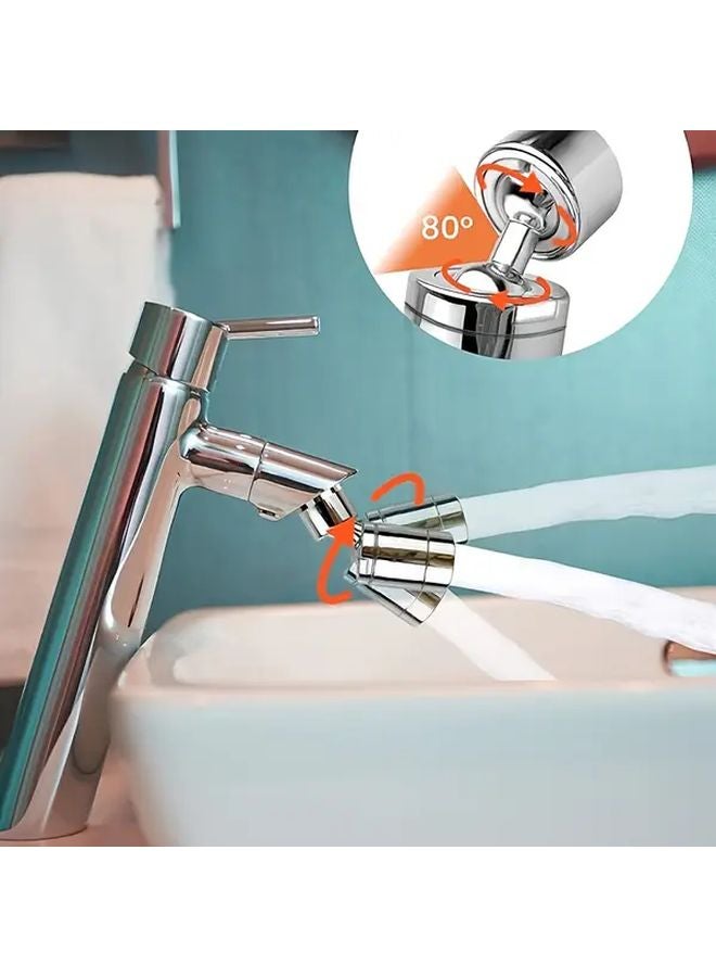 Heavy Duty 360 Rotating Faucet Adapter 80 Adjustable Angle Silvery Dual Function Sink Connector - Image 2