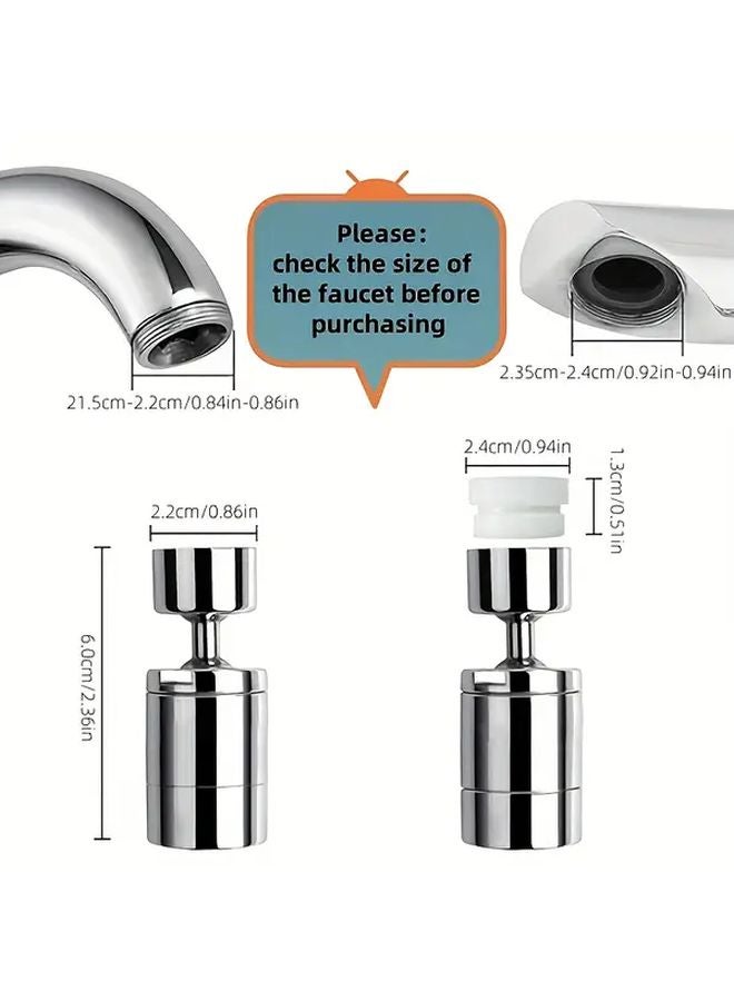 Heavy Duty 360 Rotating Faucet Adapter 80 Adjustable Angle Silvery Dual Function Sink Connector - Image 5