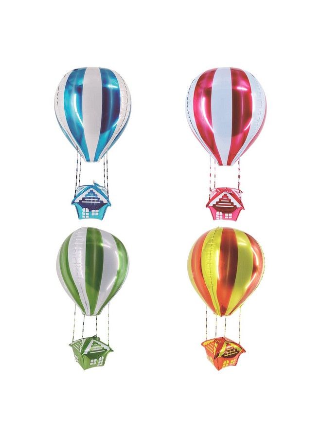CHengQiSM 4D Color Hot Air Balloon Aluminum Balloon Helium Balloon Mylar Aluminum Foil Balloons Party Hot Air Balloon Floating Helium Foil Balloons For Kids Themed Birthday Party Decor Balloons(4Pcs) - Image 3
