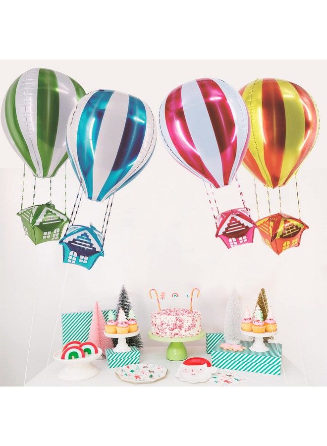 CHengQiSM 4D Color Hot Air Balloon Aluminum Balloon Helium Balloon Mylar Aluminum Foil Balloons Party Hot Air Balloon Floating Helium Foil Balloons For Kids Themed Birthday Party Decor Balloons(4Pcs) - Image 2