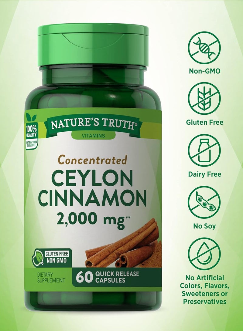 Nature's Truth قرفة سيلان المركزة، 2,000 ملغ، 60 كبسولة سريعة الذوبان - Image 2