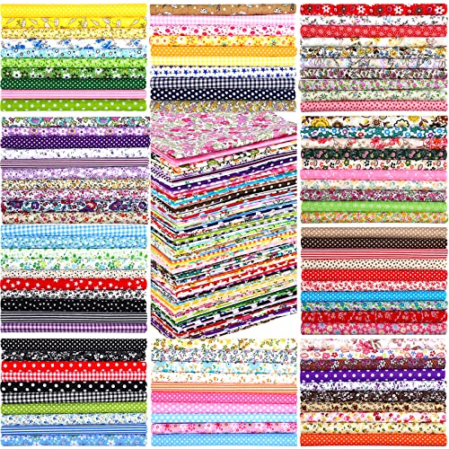 Kingdder 200 Pcs 10 x 10 Inch Cotton Fabric Squares for Quilting Fat Craft Quarters Sewing Fabric Bundle Squares Precut Printed Patchwork for DIY Craft Scrapbooking Cloth Handmade AccessoryCartoon - Image 1