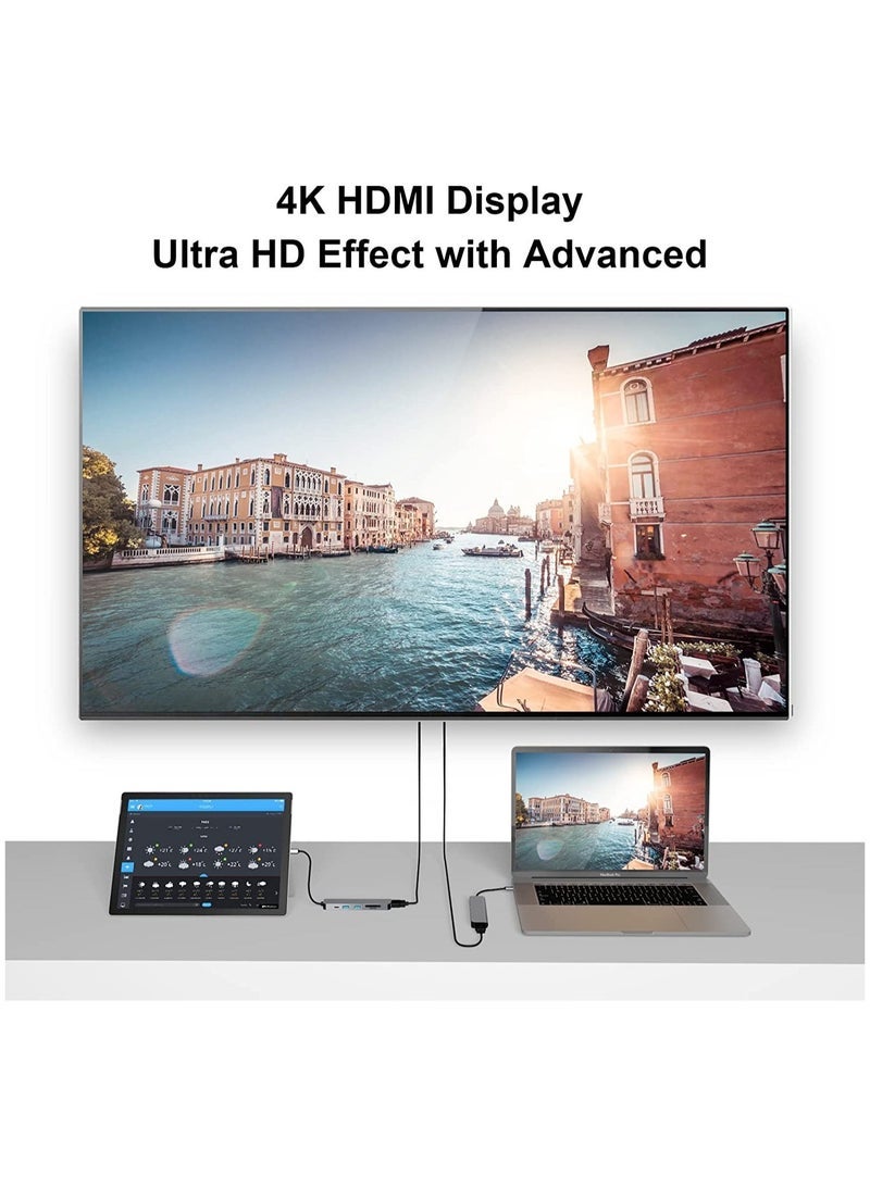 Gravity 6 in 1 Type C to HDMI Multiport Adapter with HDMI 4K Output, 2 USB Ports, SD/TF Card Reader, USB-C Power Delivery - Image 3