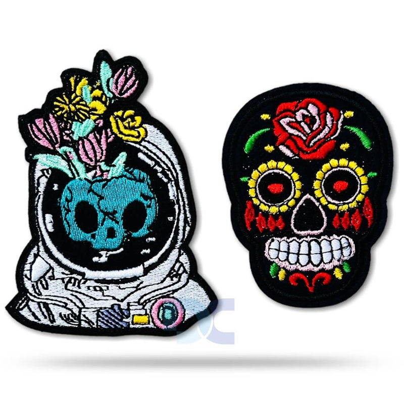 Daily Crafts Daily Crafts Space NASA Planets Themed DIY Fabric Repair Patches for Jeans Jackets Hats Iron On Fashion Accessories 2 Skull Alien Design