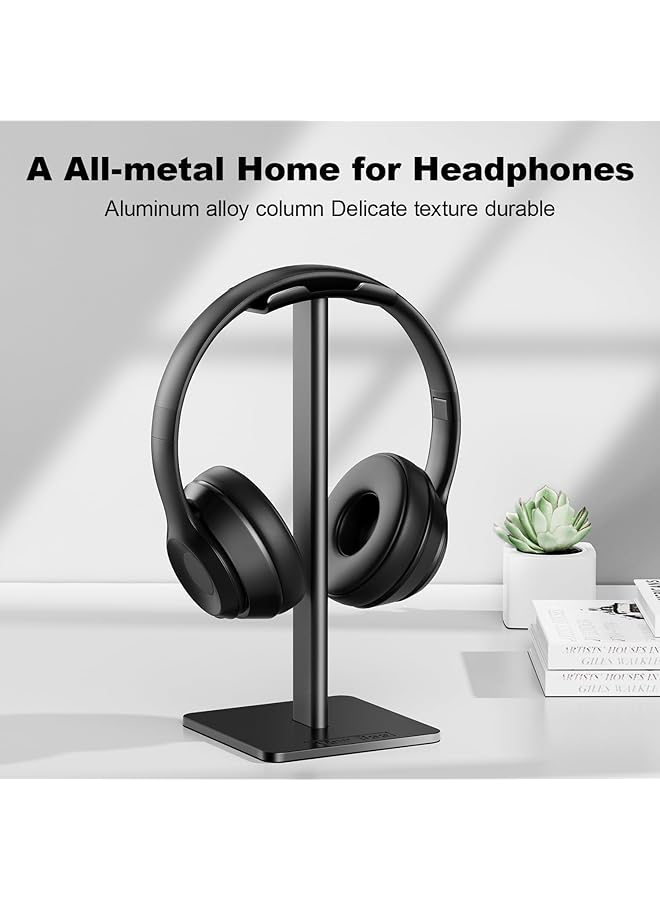 Mumoo Bear Headphone Stand Headset Holder Earphone Stand With Aluminum Supporting Bar Flexible Headrest Abs Solid Base For All Headphones Size Black - Image 2