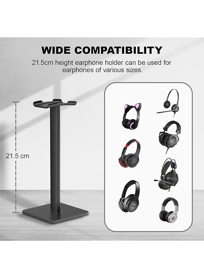 Mumoo Bear Headphone Stand Headset Holder Earphone Stand With Aluminum Supporting Bar Flexible Headrest Abs Solid Base For All Headphones Size Black - Image 4